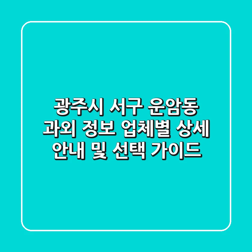 광주시 서구 운암동 과외 정보: 업체별 상세 안내 및 선택 가이드