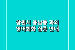 창원시 웅남동 과외: 영어회화 집중 안내