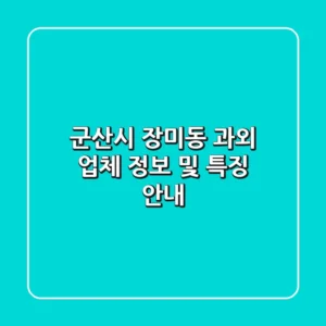 군산시 장미동 과외 업체 정보 및 특징 안내