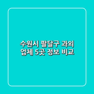 수원시 팔달구 과외 업체 5곳 정보 비교