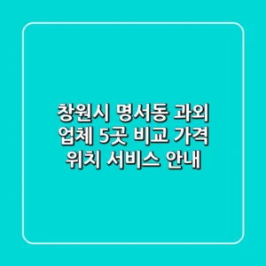 창원시 명서동 과외 업체 5곳 비교 - 가격, 위치, 서비스 안내