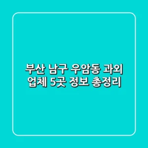 부산 남구 우암동 과외 업체 5곳 정보 총정리