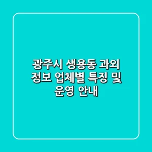 광주시 생용동 과외 정보: 업체별 특징 및 운영 안내