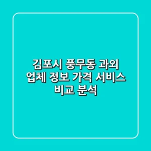 김포시 풍무동 과외: 업체 정보, 가격, 서비스 비교 분석