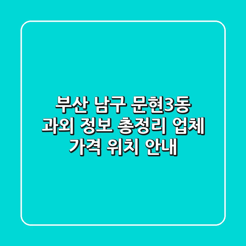 부산 남구 문현3동 과외 정보 총정리 - 업체, 가격, 위치 안내