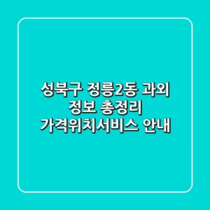 성북구 정릉2동 과외 정보 총정리 - 가격/위치/서비스 안내