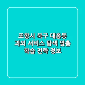 포항시 북구 대흥동 과외 서비스 탐색: 맞춤 학습 전략 정보
