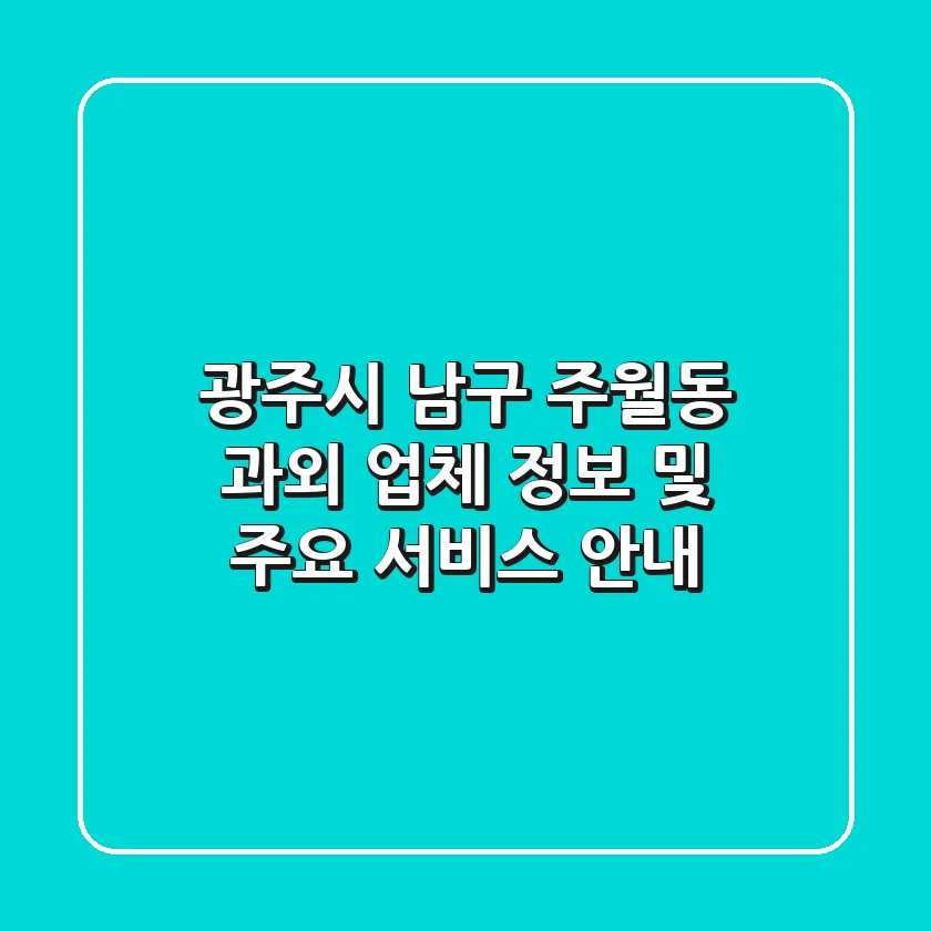광주시 남구 주월동 과외 업체 정보 및 주요 서비스 안내