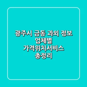 광주시 금동 과외 정보 - 업체별 가격/위치/서비스 총정리