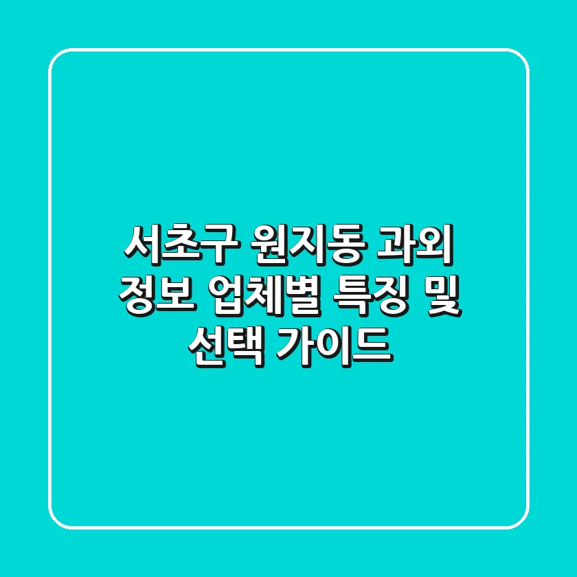 서초구 원지동 과외 정보: 업체별 특징 및 선택 가이드