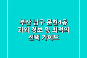 부산 남구 문현4동 과외 정보 및 최적의 선택 가이드
