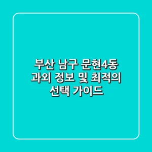 부산 남구 문현4동 과외 정보 및 최적의 선택 가이드
