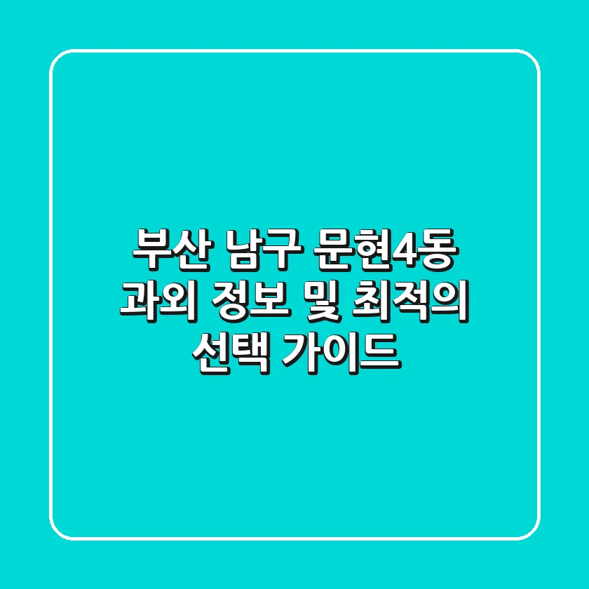 부산 남구 문현4동 과외 정보 및 최적의 선택 가이드