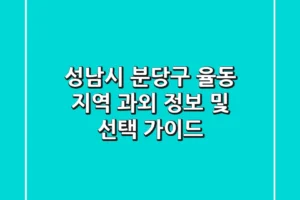 성남시 분당구 율동 지역 과외 정보 및 선택 가이드