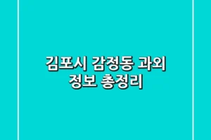 김포시 감정동 과외 정보 총정리